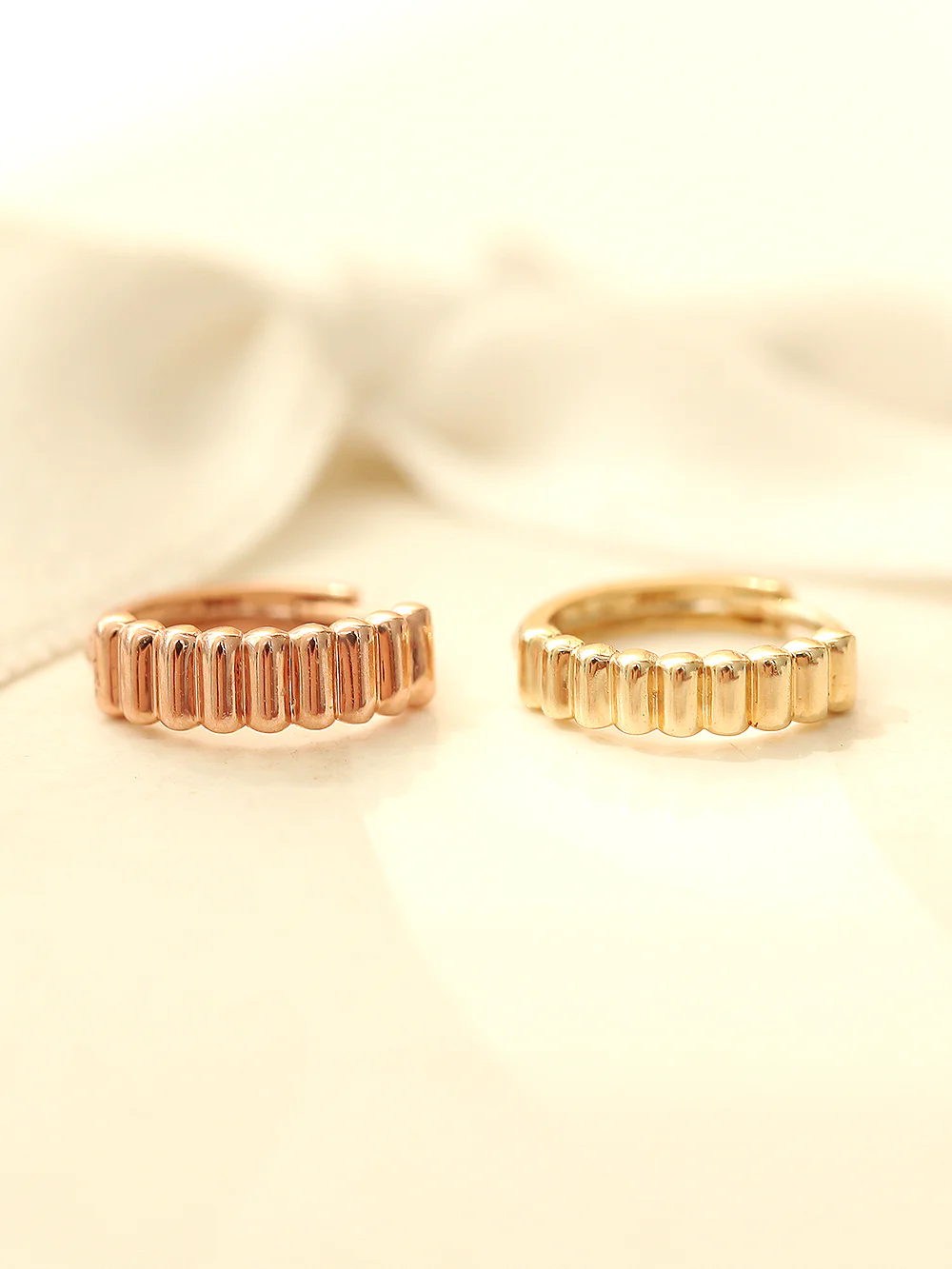 14K Gold Gear Hoop Earring - Image 3