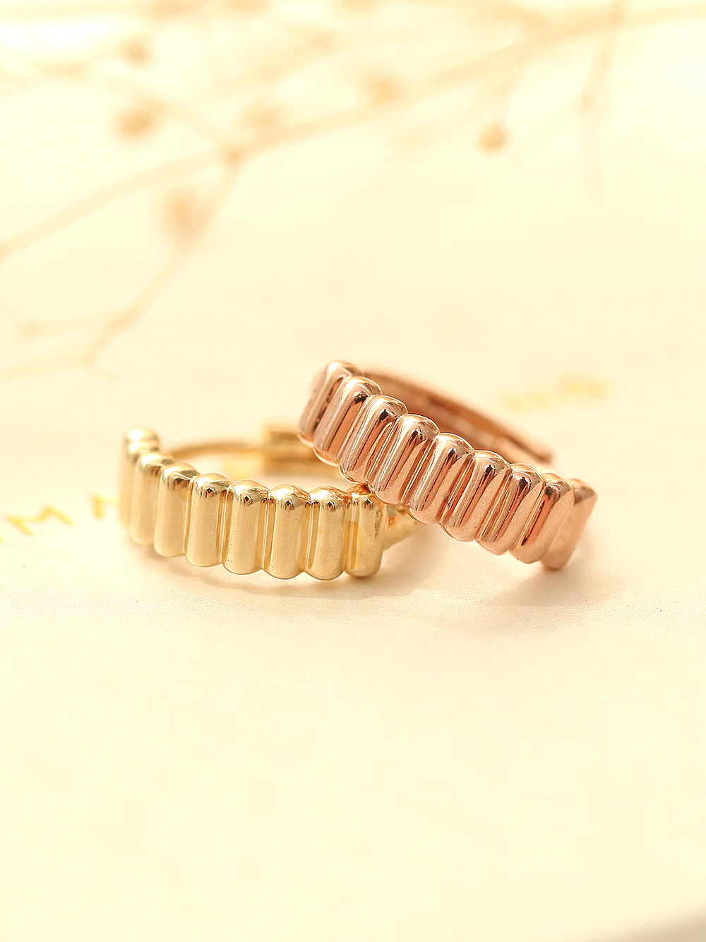 14K Gold Gear Hoop Earring - Image 4