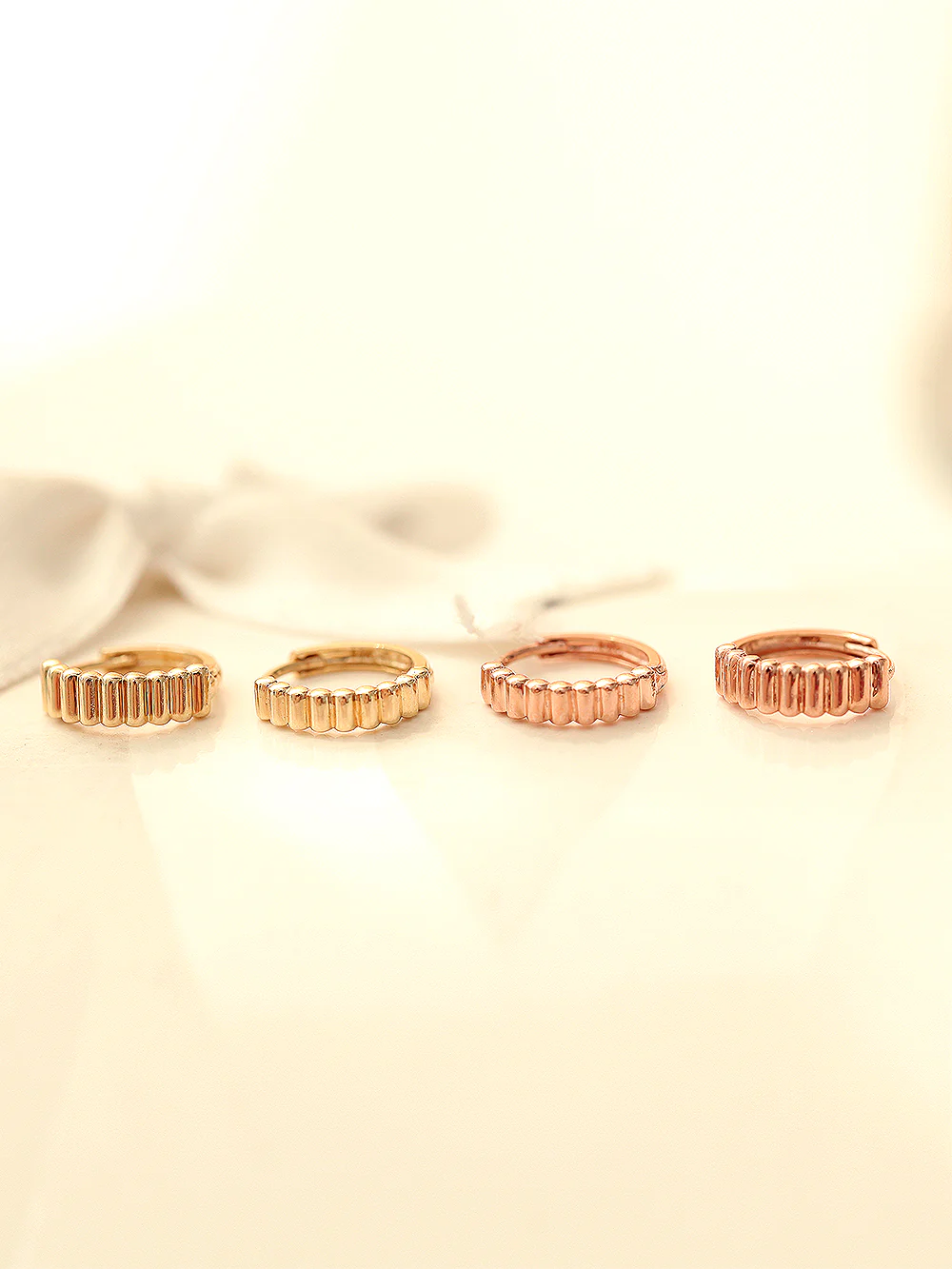 14K Gold Gear Hoop Earring - Image 5