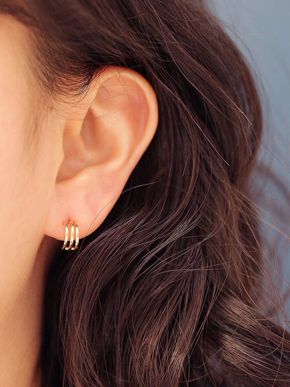 14K Gold 2 Line 3 Line Cartilage Earring 20G - Image 3