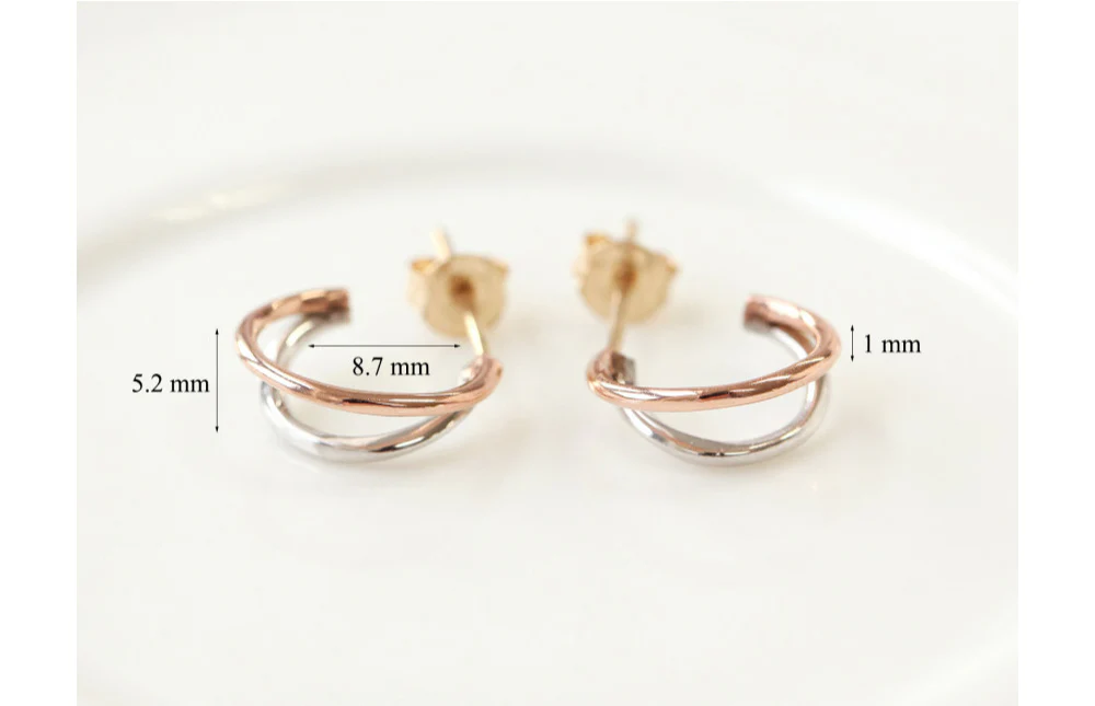 14K Gold 2 Line Circle Hoop Earring - Image 10