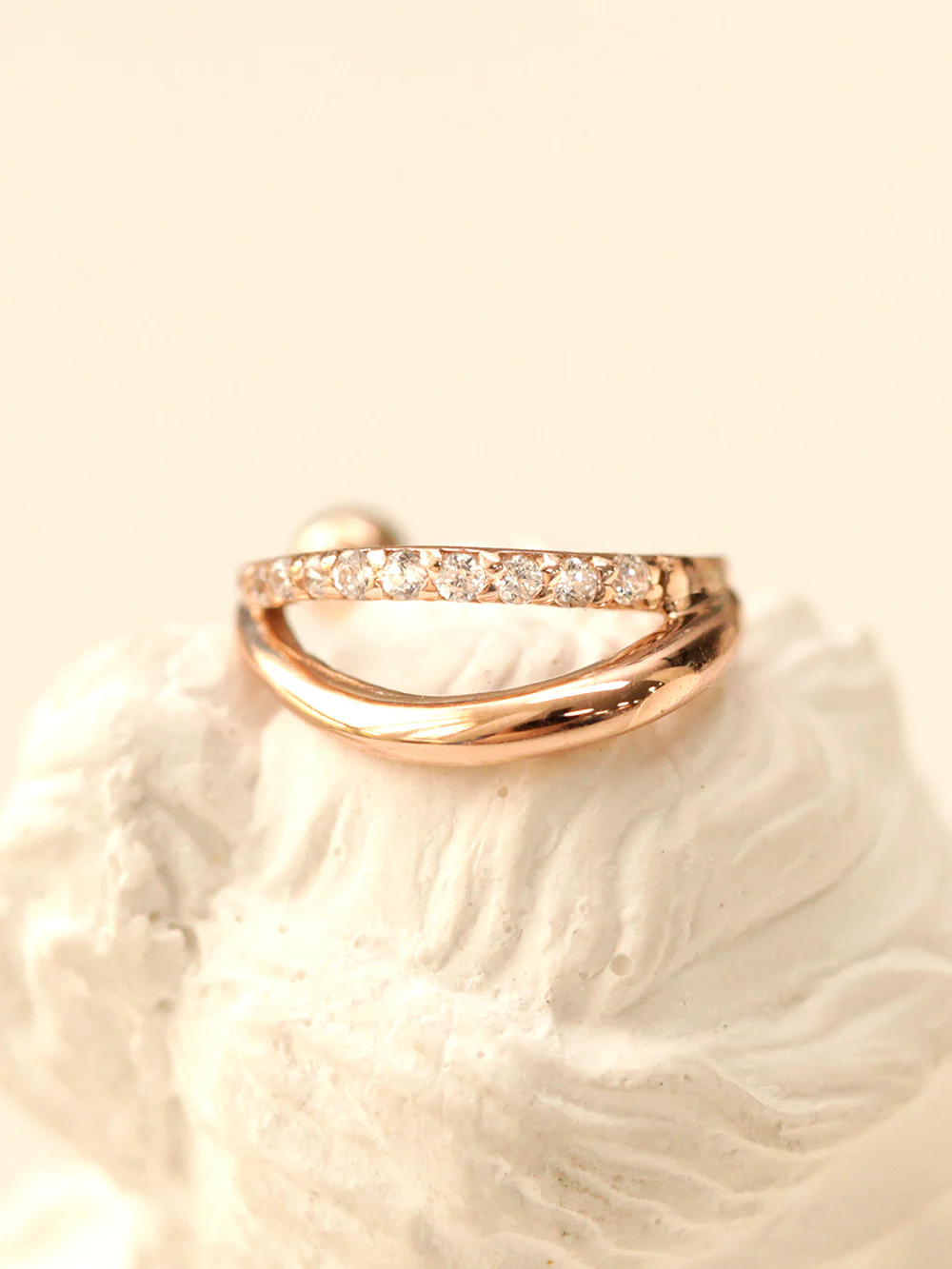 14K Gold 2 line Half Cubic Cartilage Earring 20G18G16G - Image 5