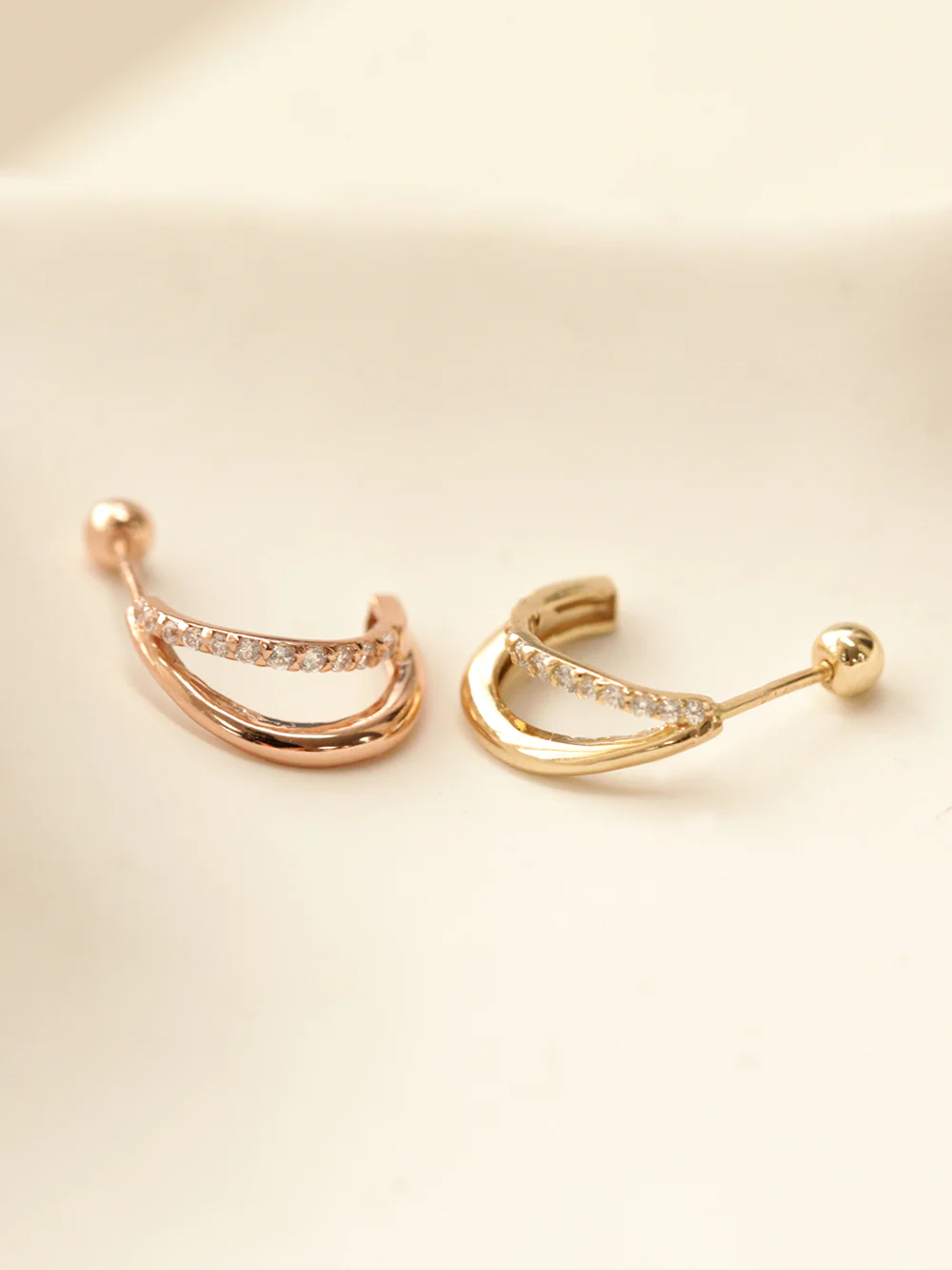 14K Gold 2 line Half Cubic Cartilage Earring 20G18G16G - Image 8