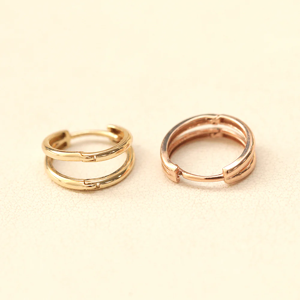 14K Gold 2 Line Inner Conch Hoop Earring - Image 11