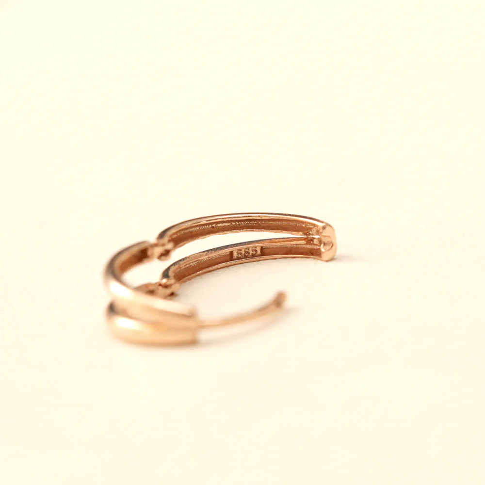 14K Gold 2 Line Inner Conch Hoop Earring - Image 12