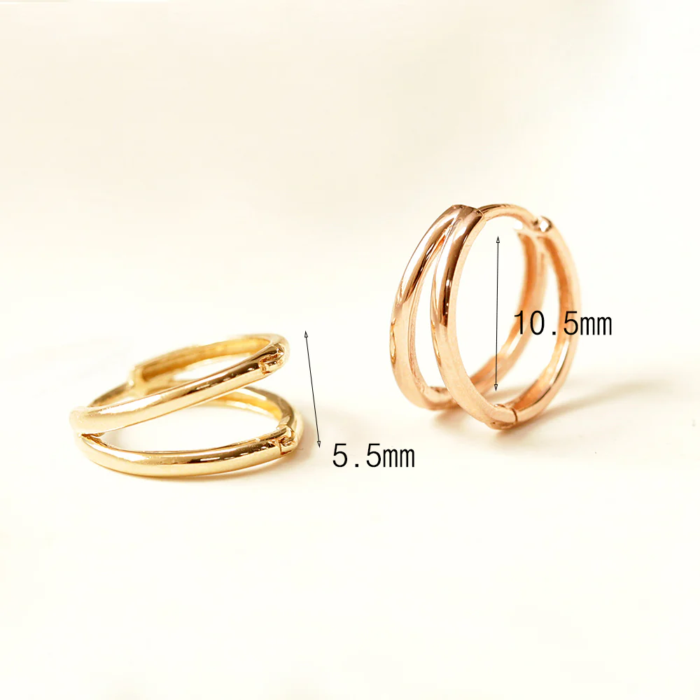 14K Gold 2 Line Inner Conch Hoop Earring - Image 13