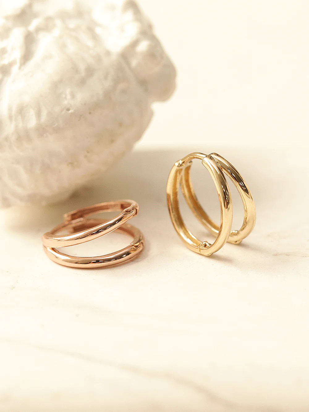 14K Gold 2 Line Inner Conch Hoop Earring - Image 6