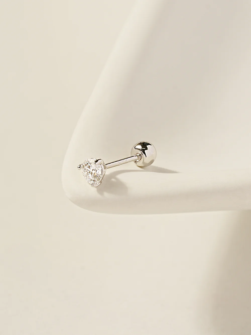 14K Gold 3 Pronged Moissanite Cartilage Earring 20G18G16G - Image 11