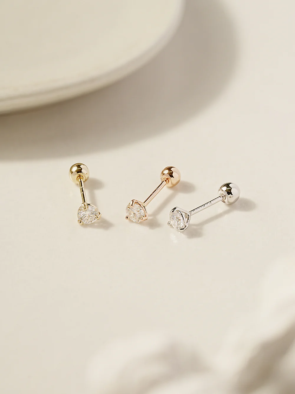 14K Gold 3 Pronged Moissanite Cartilage Earring 20G18G16G - Image 13