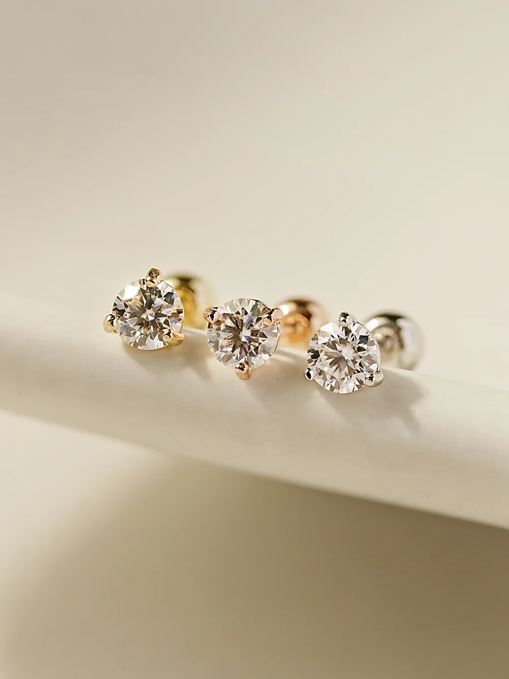 14K Gold 3 Pronged Moissanite Cartilage Earring 20G18G16G - Image 9