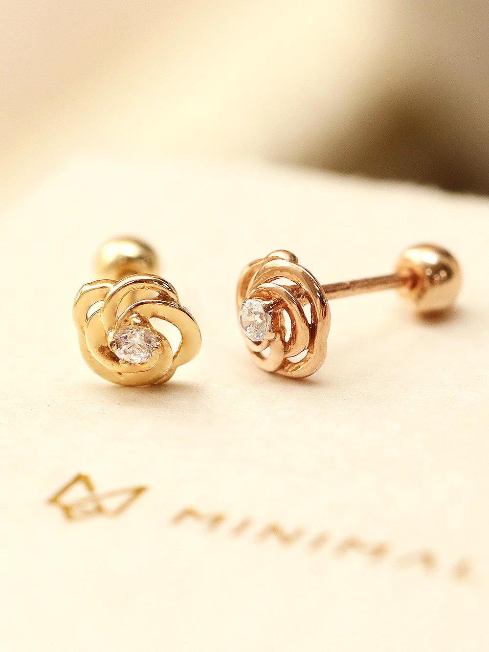 14K Gold 3D Mini Rose Cartilage Earring 20G18G16G - Image 8