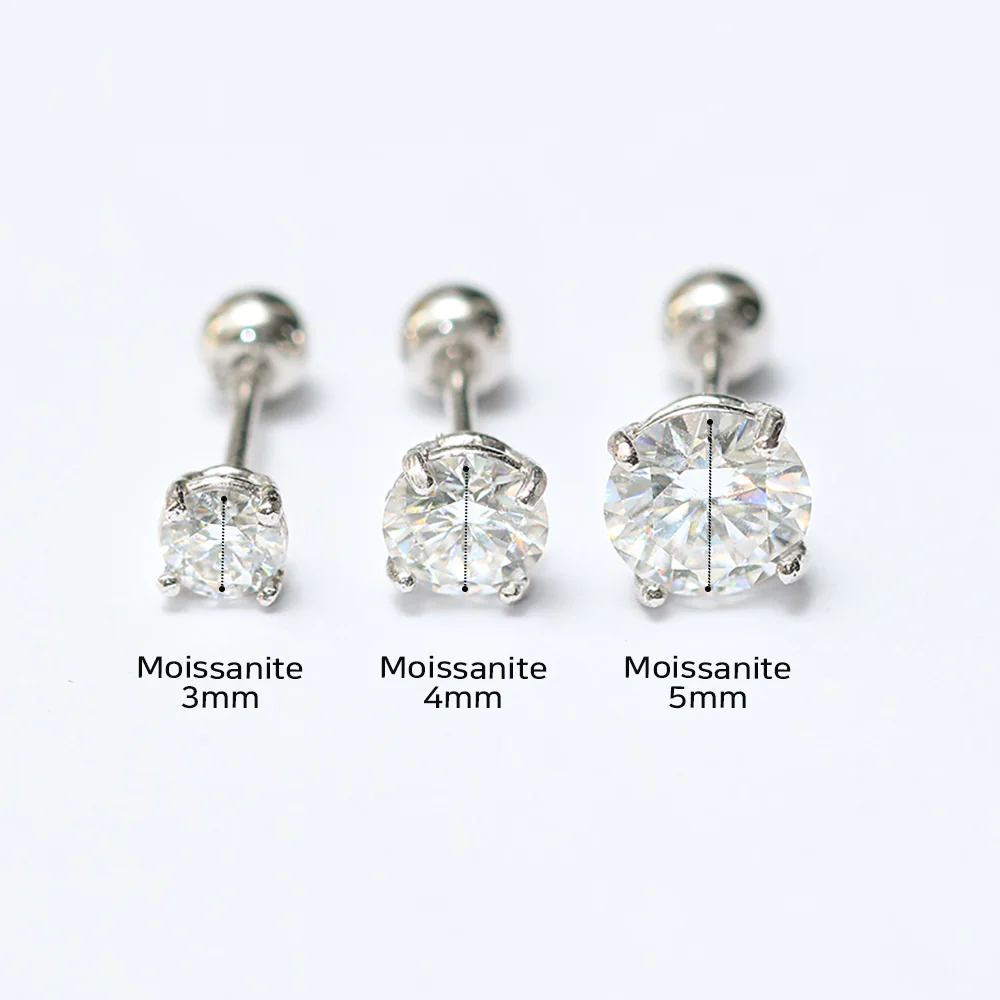 14K Gold 4 Pronged Moissanite Cartilage Earring 20G18G16G - Image 15