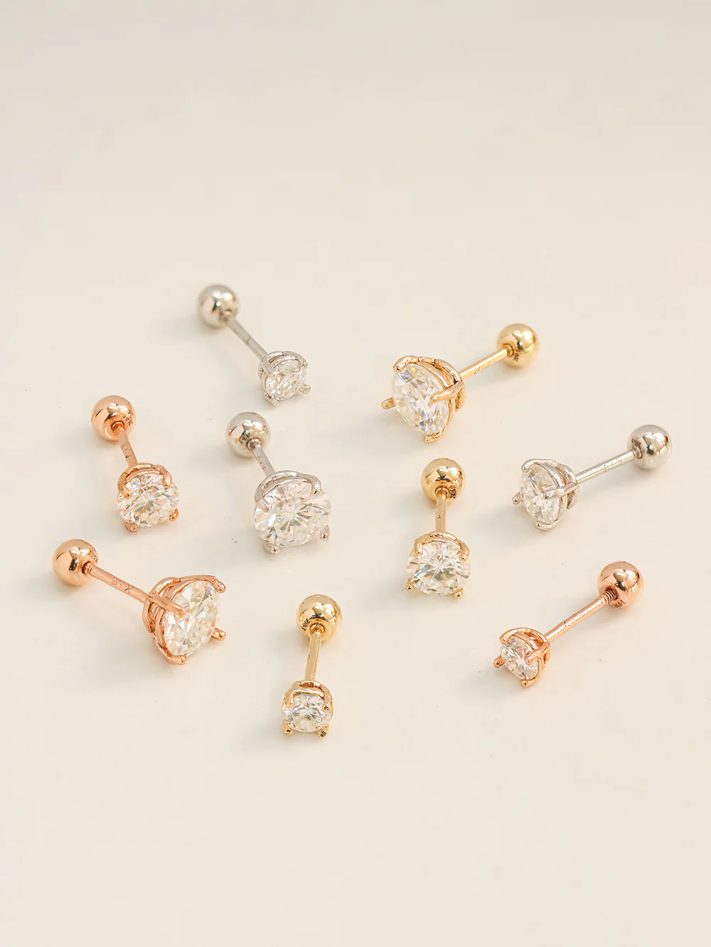 14K Gold 4 Pronged Moissanite Cartilage Earring 20G18G16G - Image 7