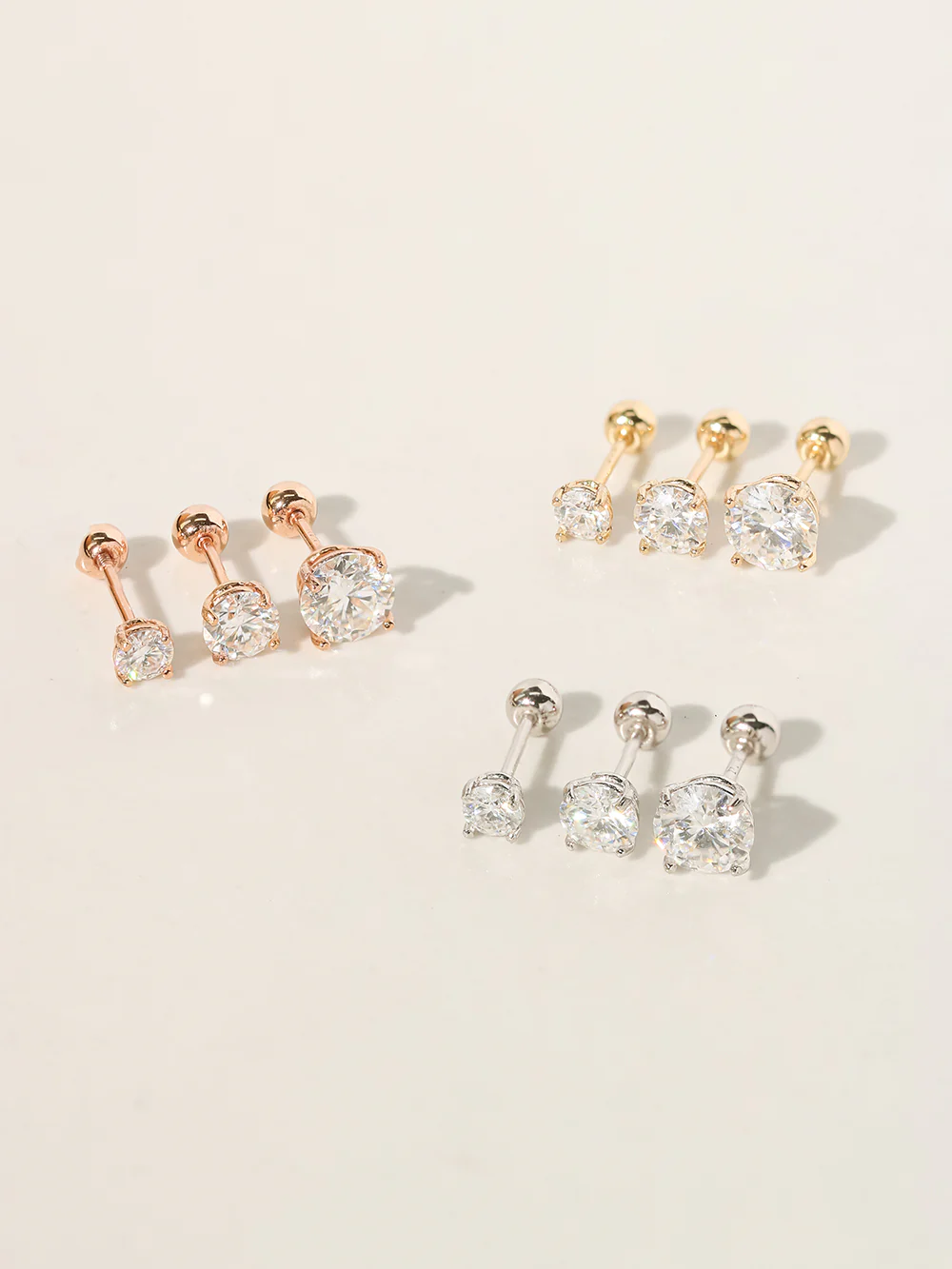 14K Gold 4 Pronged Moissanite Cartilage Earring 20G18G16G - Image 9