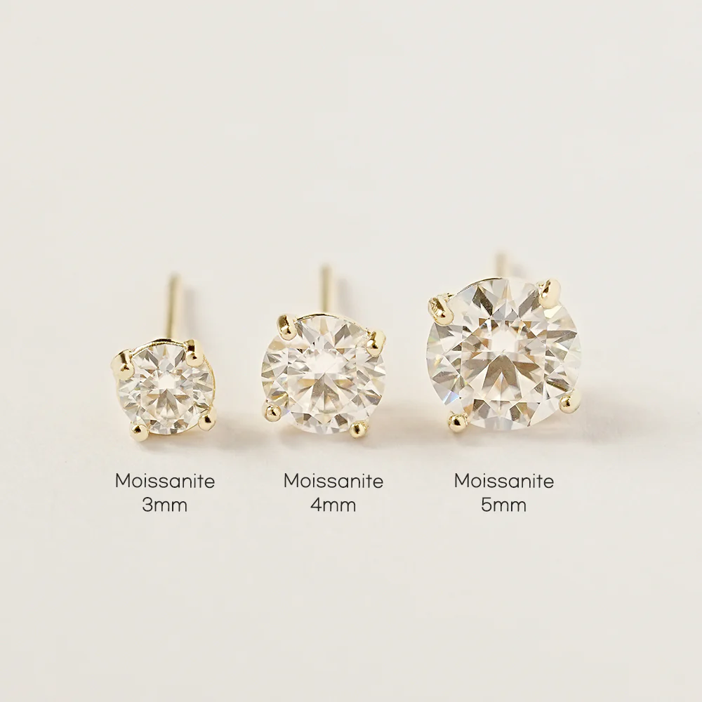 14K Gold 4 Pronged Moissanite Stud Earring - Image 20