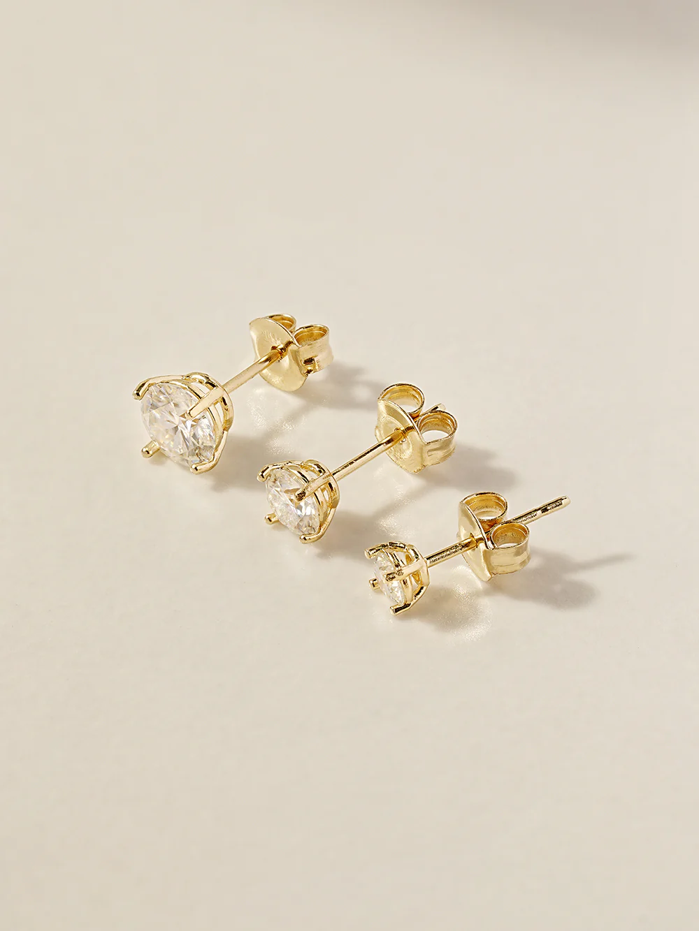 14K Gold 4 Pronged Moissanite Stud Earring - Image 9