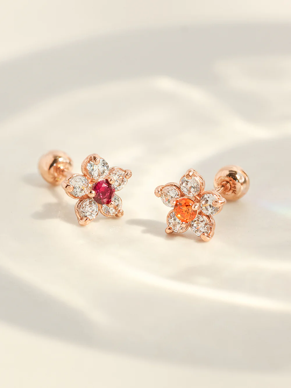 14K Gold 5 Petals Cubic Flower Cartilage Earring 20G18G16G - Image 11