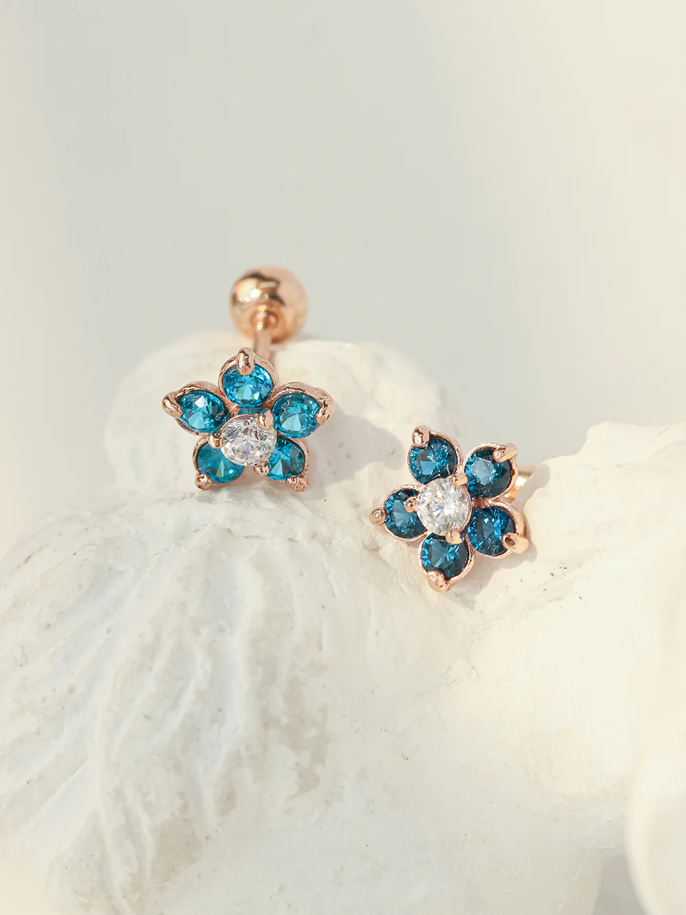 14K Gold 5 Petals Cubic Flower Cartilage Earring 20G18G16G - Image 17