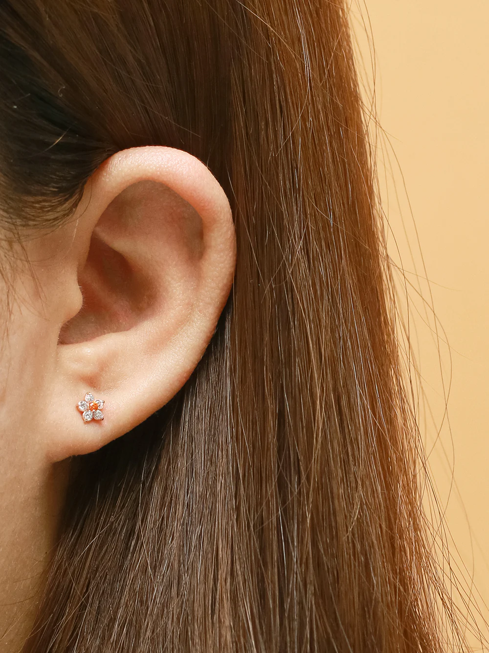 14K Gold 5 Petals Cubic Flower Cartilage Earring 20G18G16G - Image 4