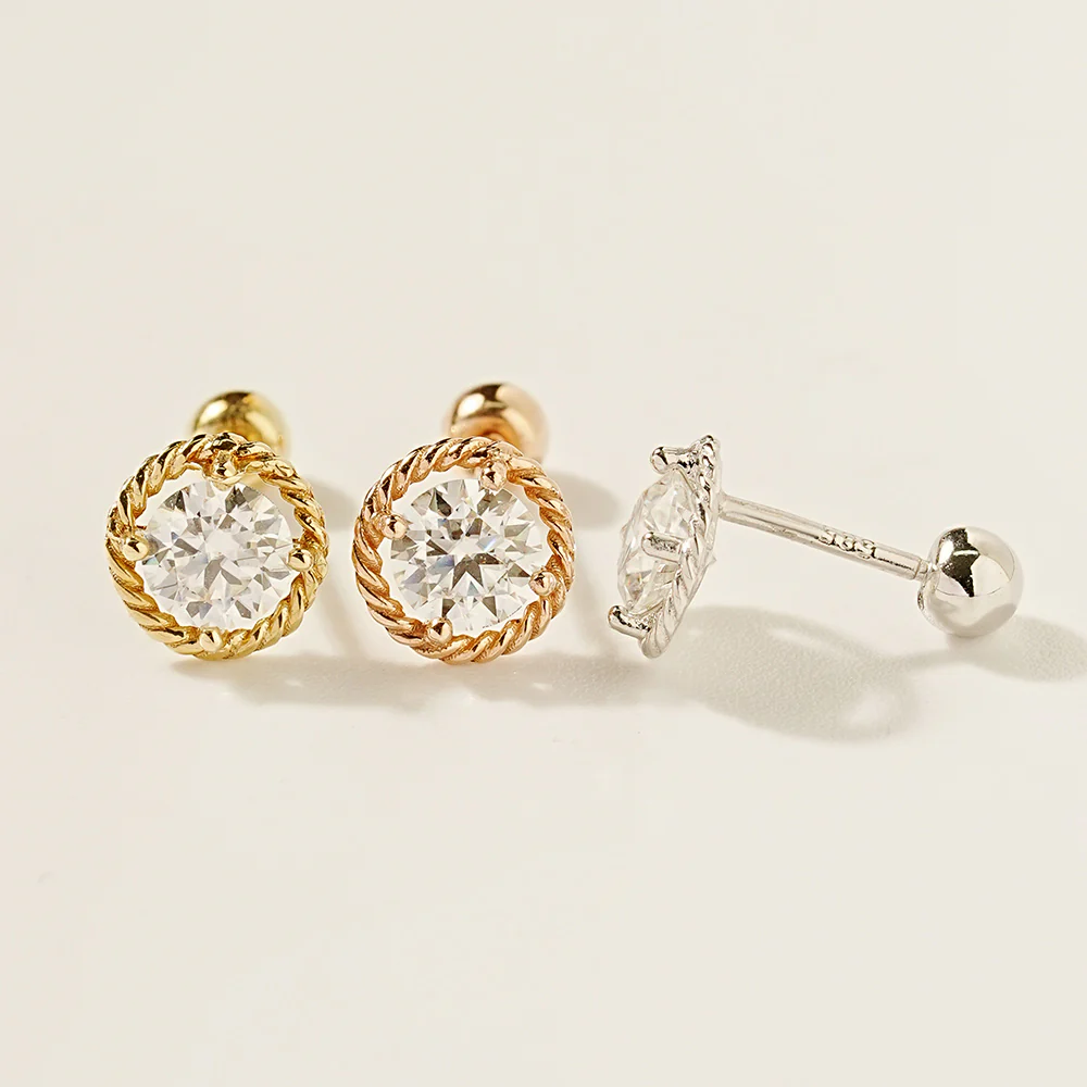 14K Gold Angel Ring Moissanite Cartilage Earring 20G18G16G - Image 14