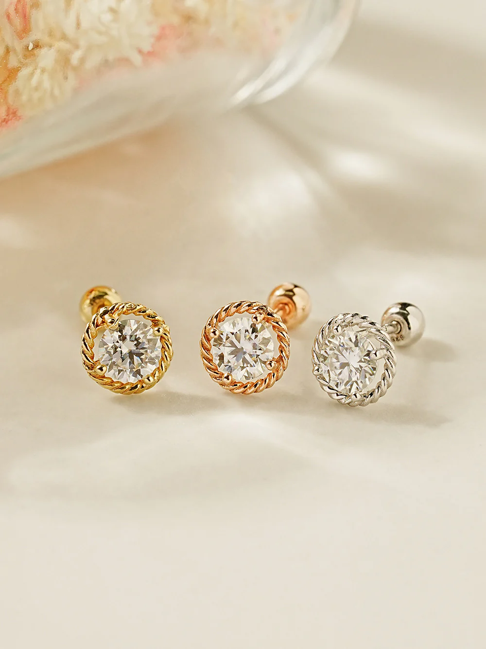 14K Gold Angel Ring Moissanite Cartilage Earring 20G18G16G - Image 3