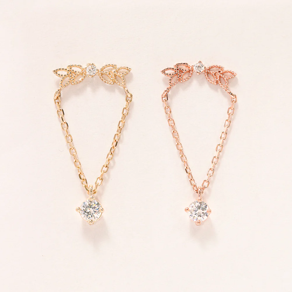 14K Gold Angel Wings CZ Drop Cartilage Earring 20G18G16G - Image 11