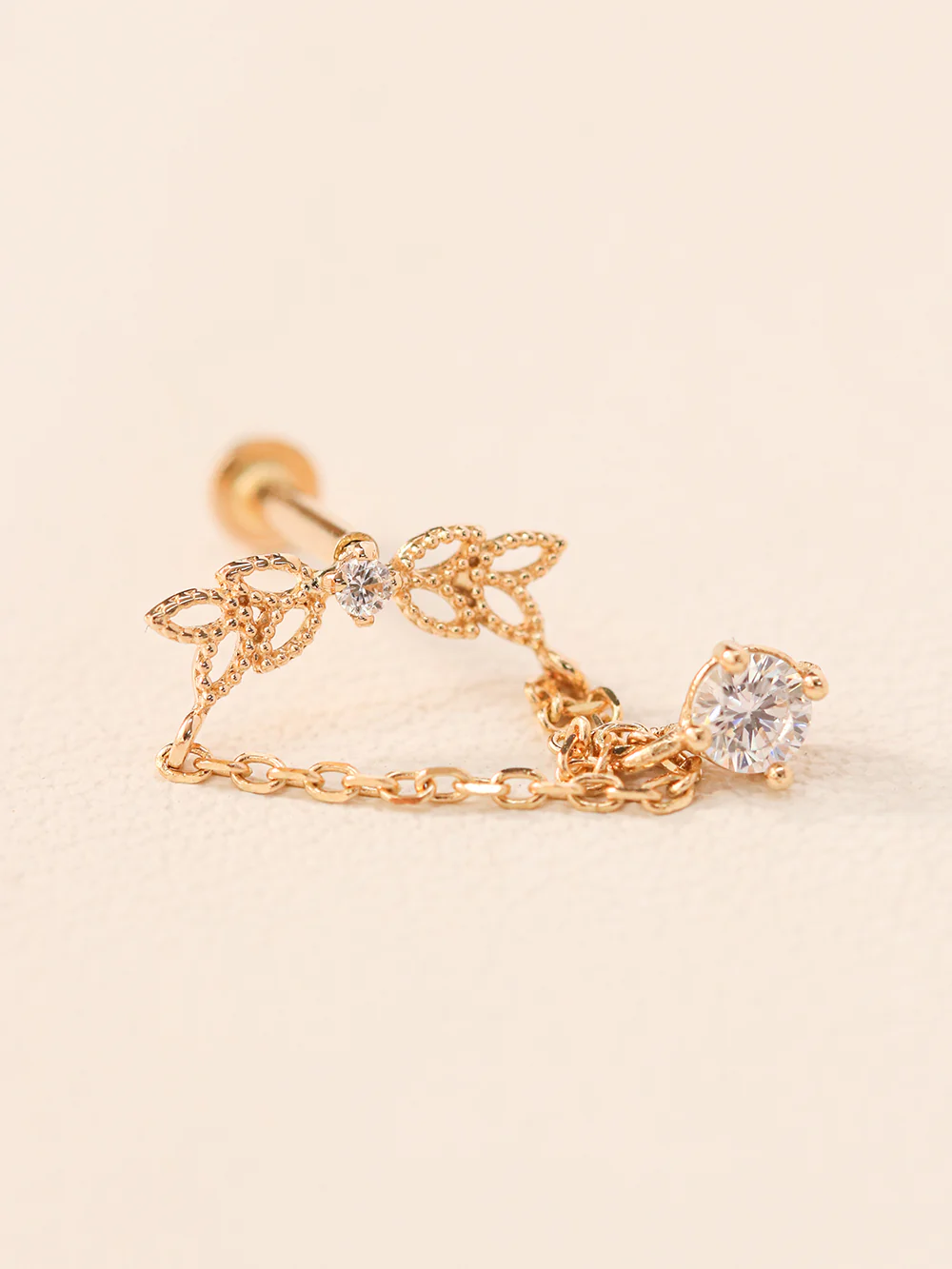 14K Gold Angel Wings CZ Drop Internally Threaded Labret Piercing 18G16G - Image 12