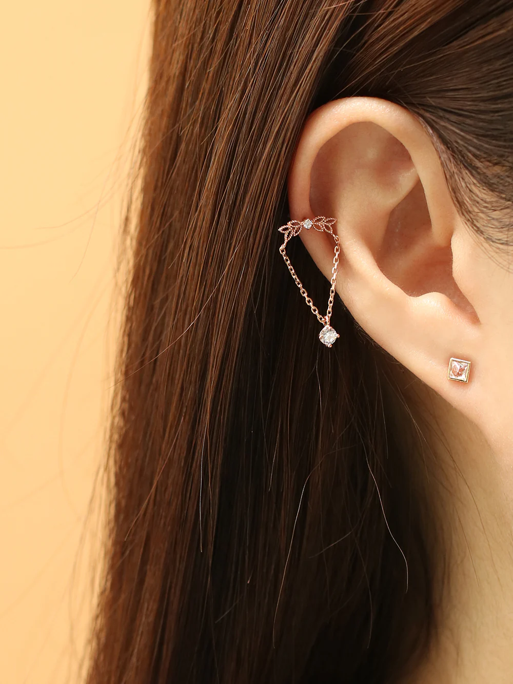 14K Gold Angel Wings CZ Drop Internally Threaded Labret Piercing 18G16G - Image 4