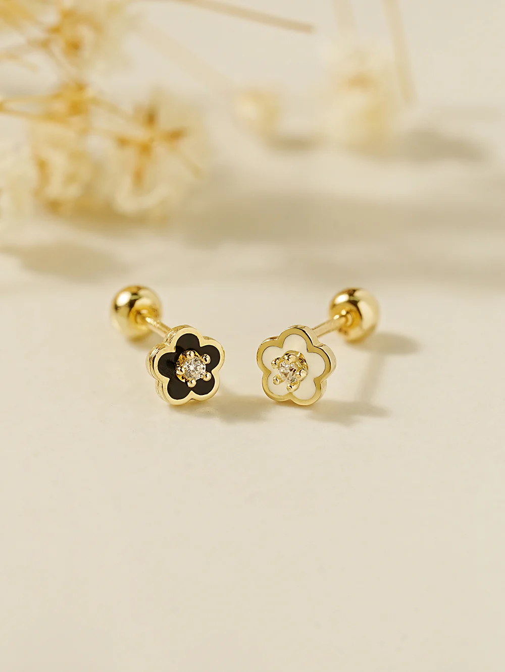 14K Gold Anica Flower Cartilage Earring 20G - Image 3