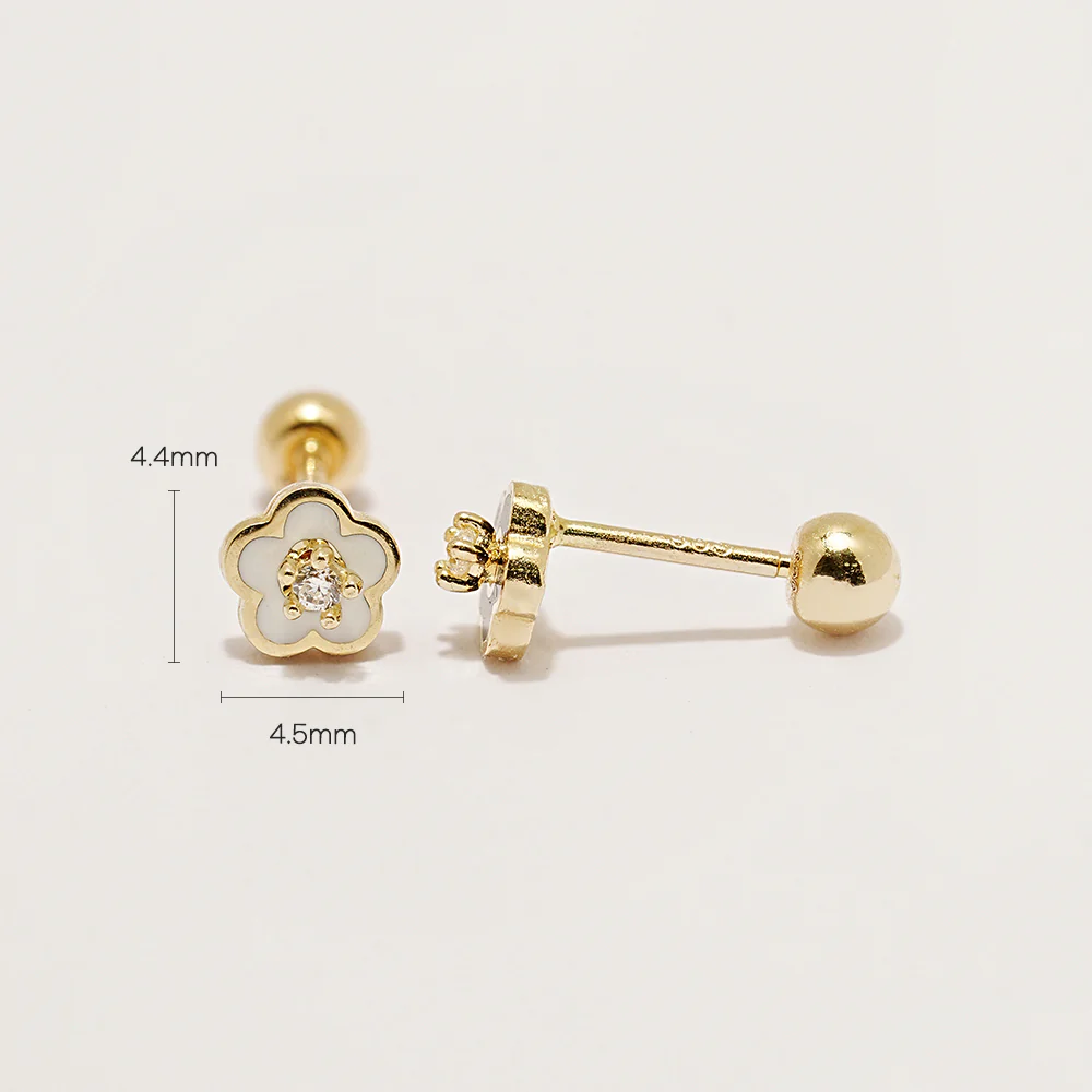 14K Gold Anica Flower Cartilage Earring 20G - Image 5