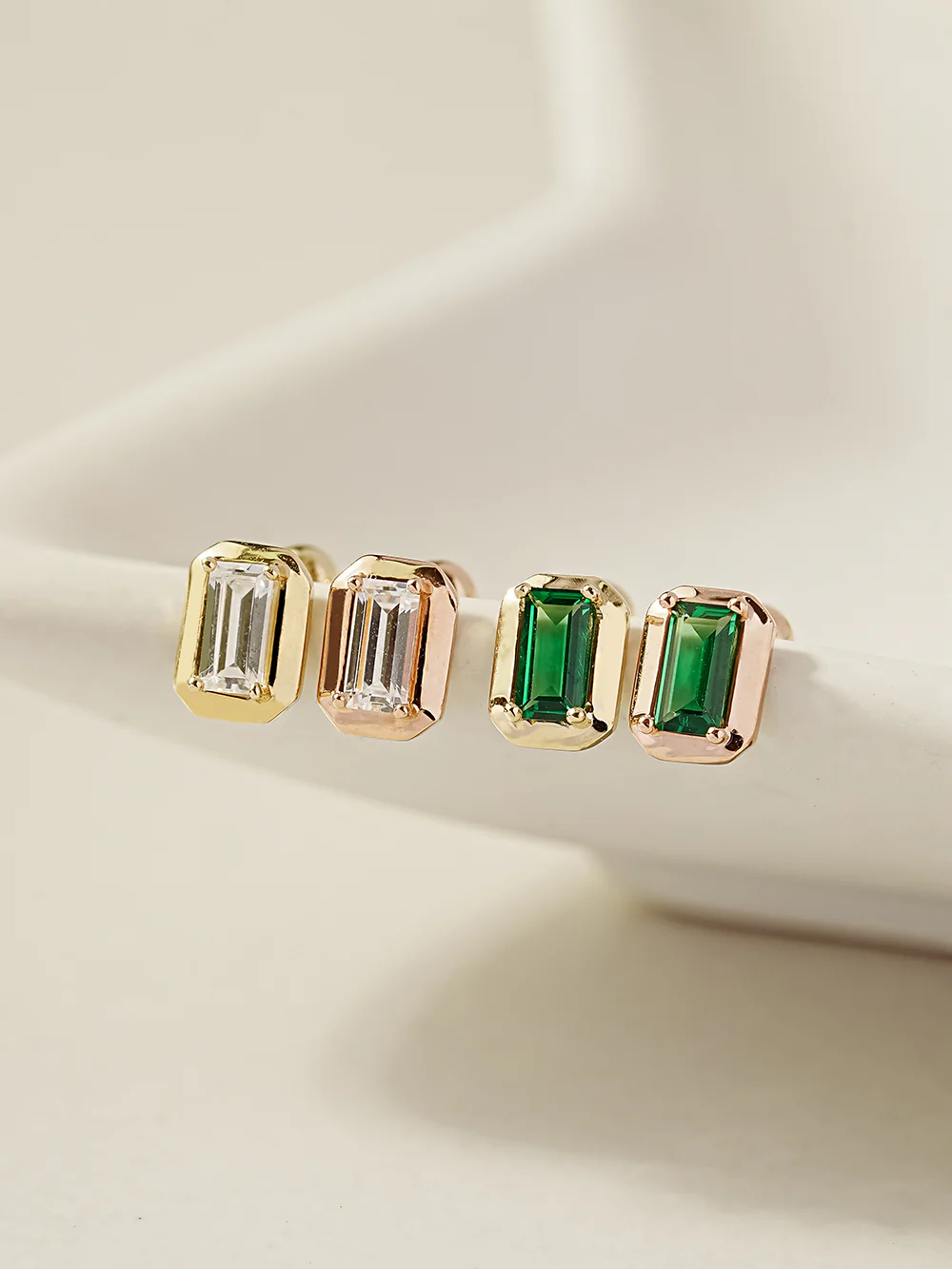 14K Gold Antique Baguette Cubic Cartilage Earring 20G18G16G - Image 10