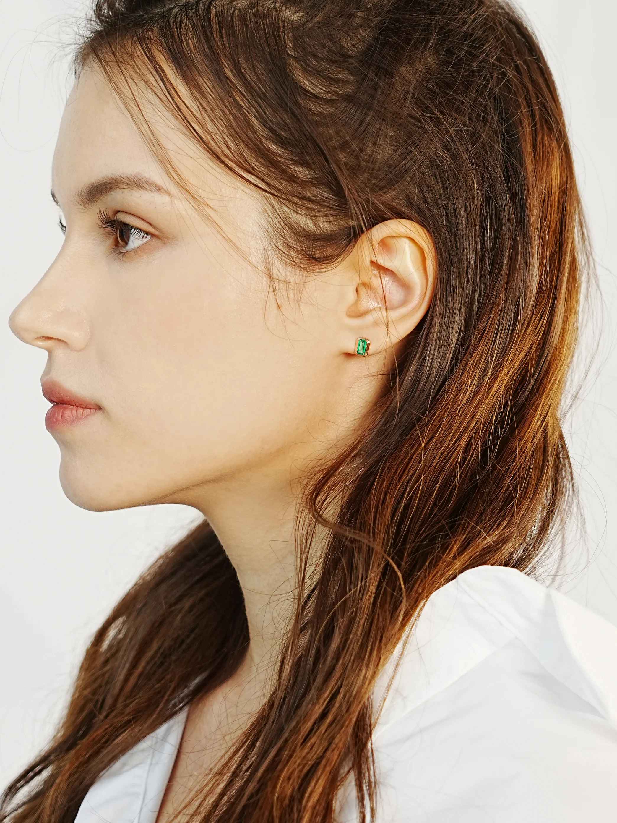 14K Gold Antique Baguette Cubic Cartilage Earring 20G18G16G - Image 11