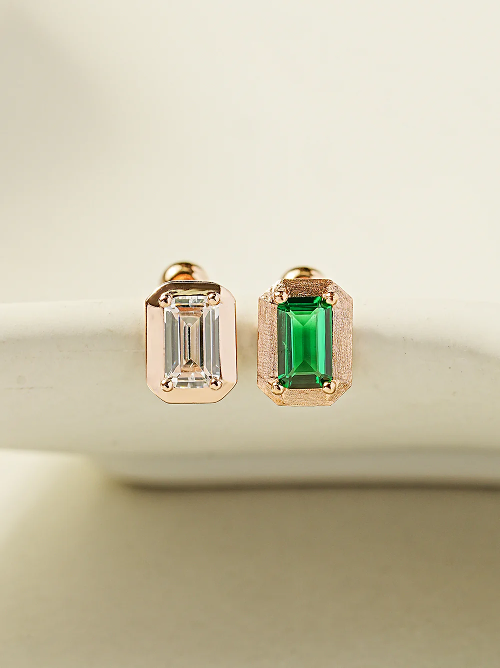 14K Gold Antique Baguette Cubic Cartilage Earring 20G18G16G - Image 12