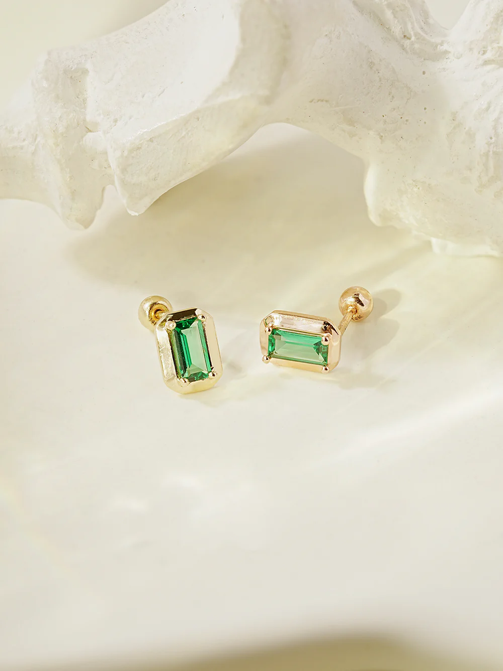 14K Gold Antique Baguette Cubic Cartilage Earring 20G18G16G - Image 17