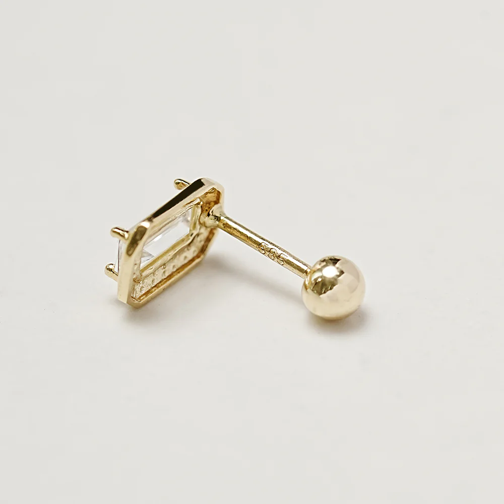 14K Gold Antique Baguette Cubic Cartilage Earring 20G18G16G - Image 18
