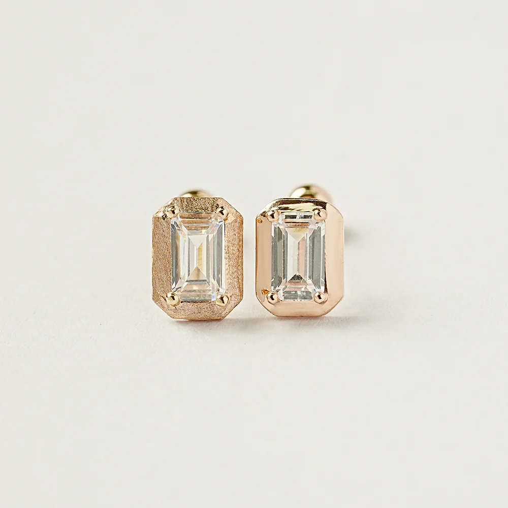 14K Gold Antique Baguette Cubic Cartilage Earring 20G18G16G - Image 19