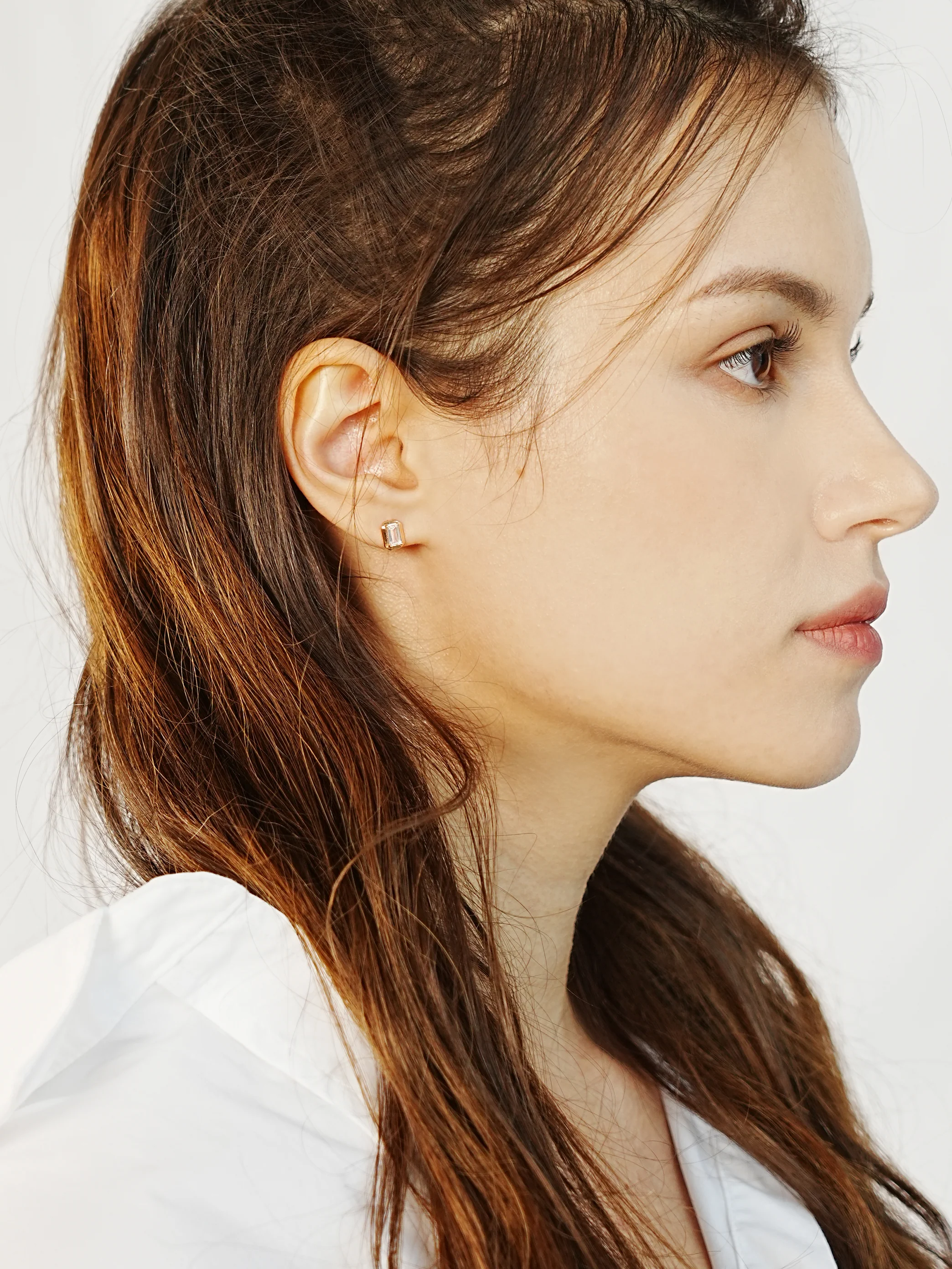 14K Gold Antique Baguette Cubic Cartilage Earring 20G18G16G - Image 7