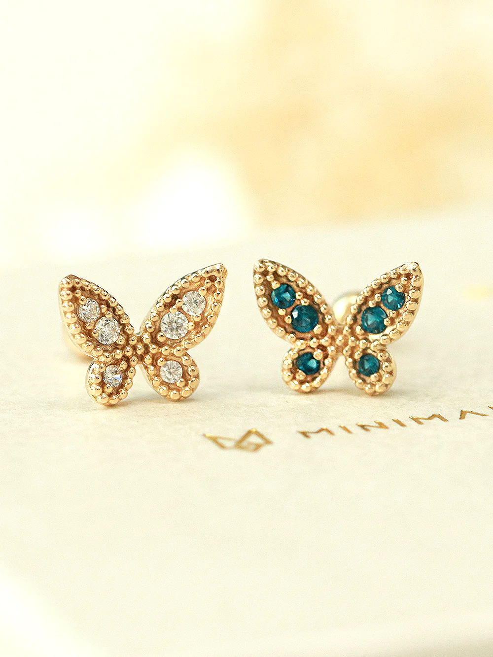 14K Gold Antique Butterfly Cartilage Earring 20G18G - Image 3