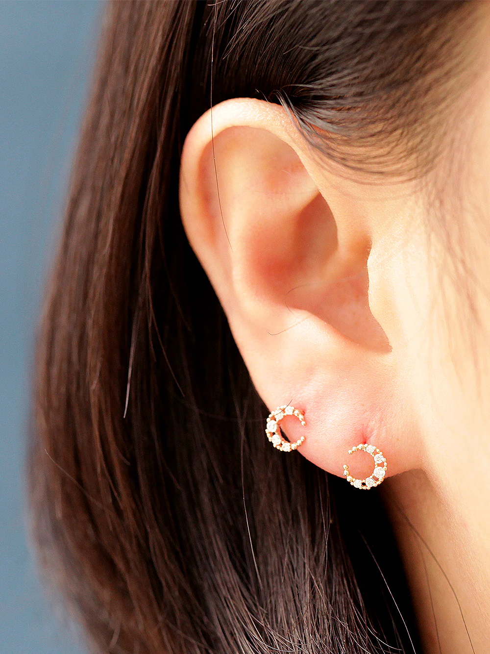 14K Gold Antique Cubic Moon Cartilage Earring 20G - Image 8