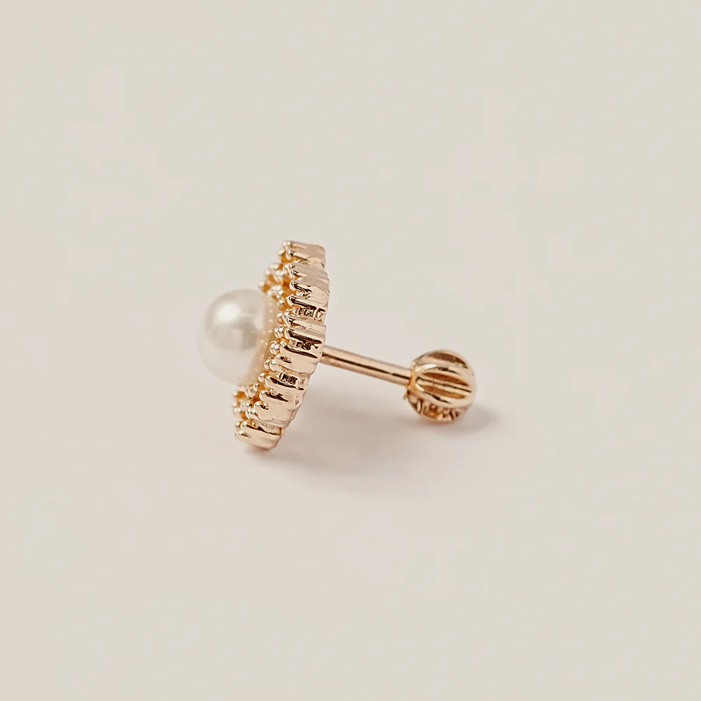 14K Gold Antique Pearl Cartilage Earring 18G16G - Image 12
