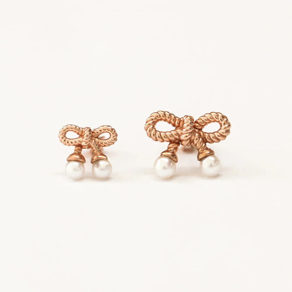 14K Gold Antique Ribbon Pearl Cartilage Earring 18G16G - Image 10