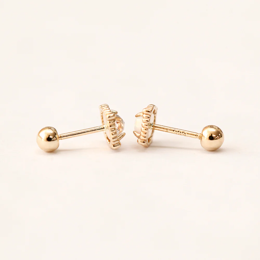 14K Gold Antique Rose-Cut Stone Cartilage Earring 20G18G16G - Image 9