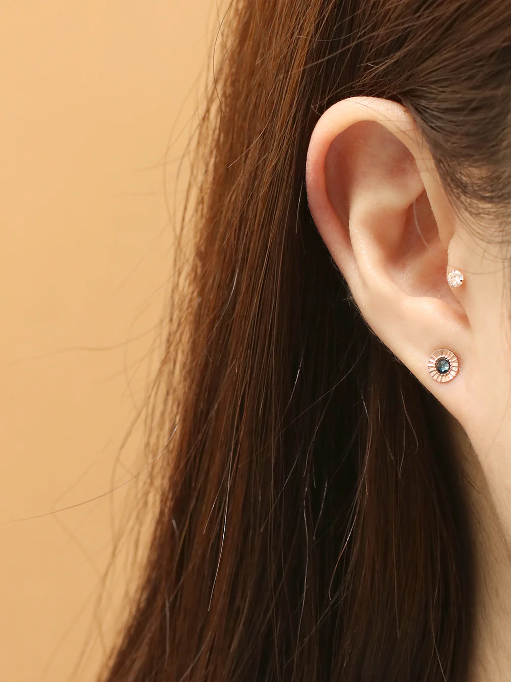 14K Gold Antique Stone Cartilage Earring 20G18G16G - Image 4