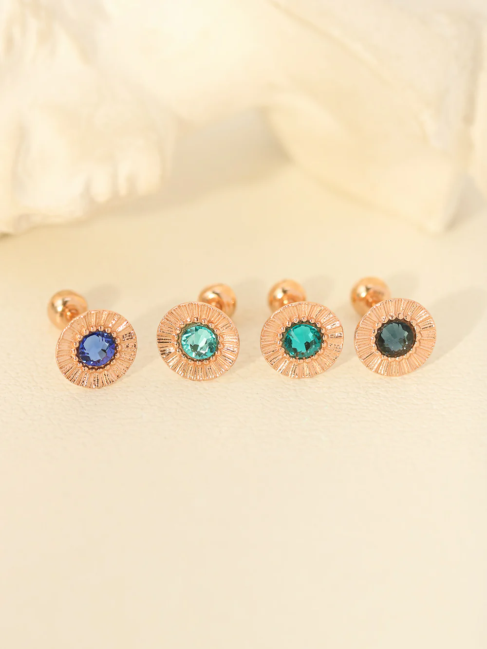 14K Gold Antique Stone Cartilage Earring 20G18G16G - Image 5