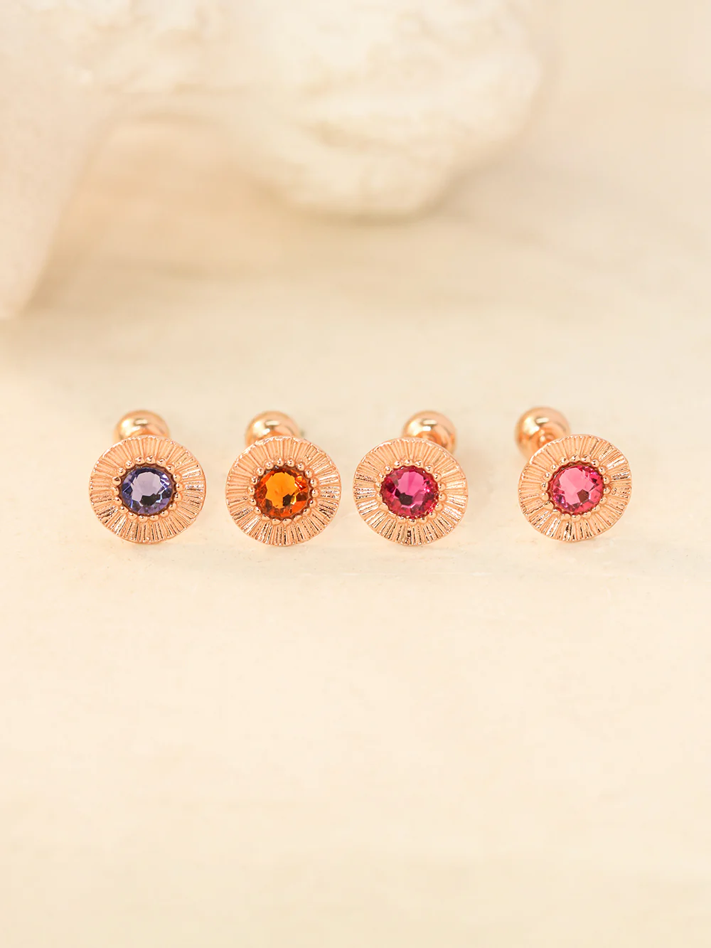 14K Gold Antique Stone Cartilage Earring 20G18G16G - Image 7