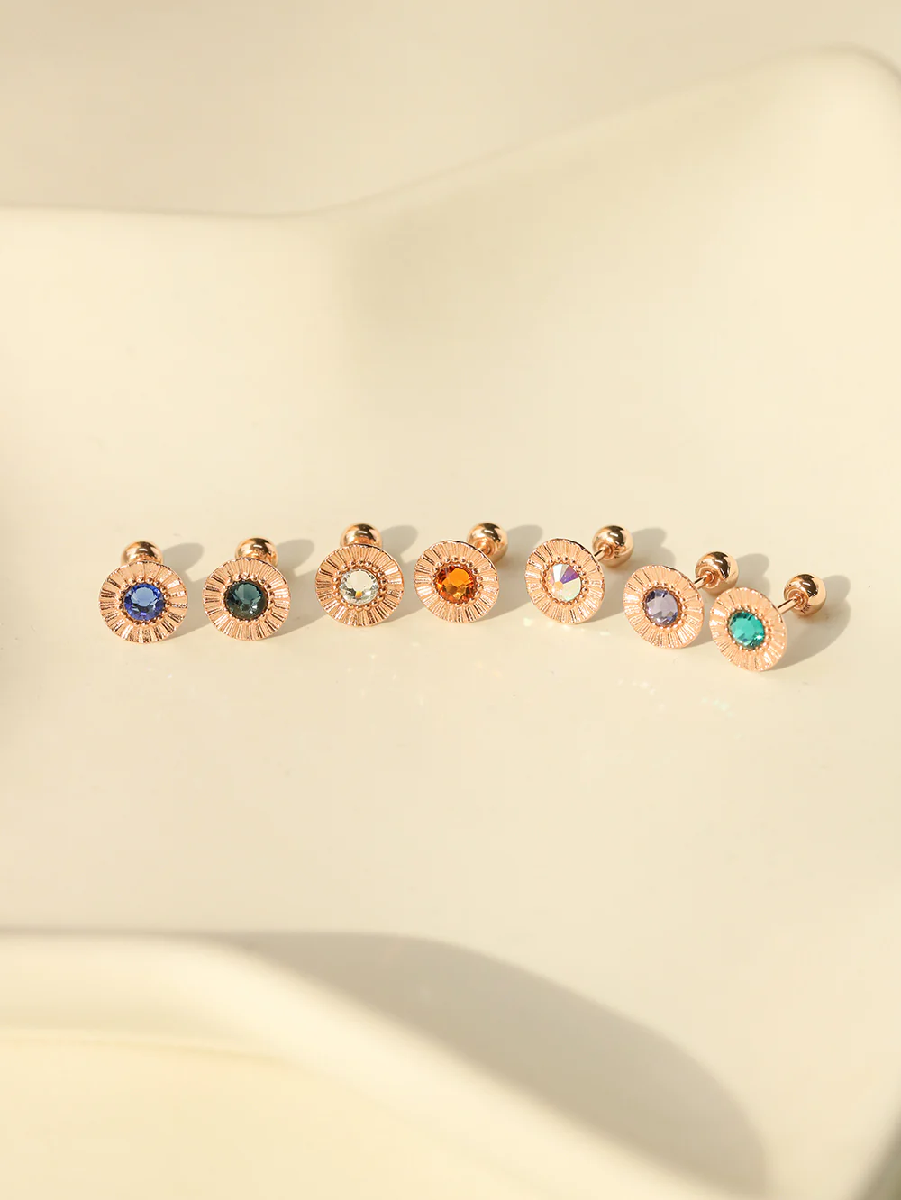 14K Gold Antique Stone Cartilage Earring 20G18G16G - Image 9