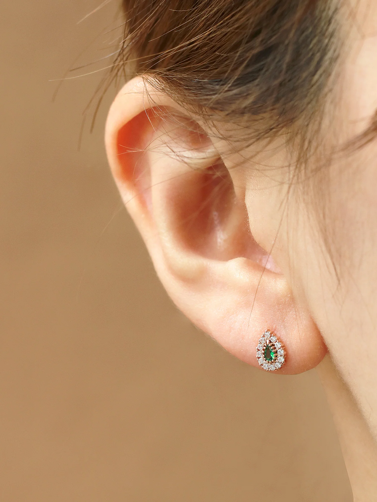 14K Gold Antique Tear Drop Cubic Cartilage Earring 18G16G - Image 14