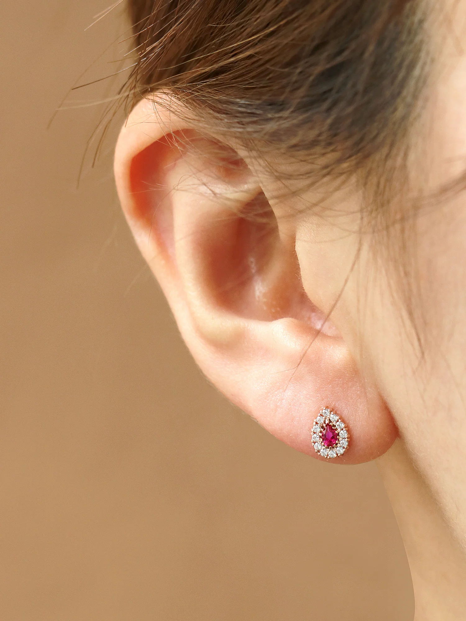 14K Gold Antique Tear Drop Cubic Cartilage Earring 18G16G - Image 16