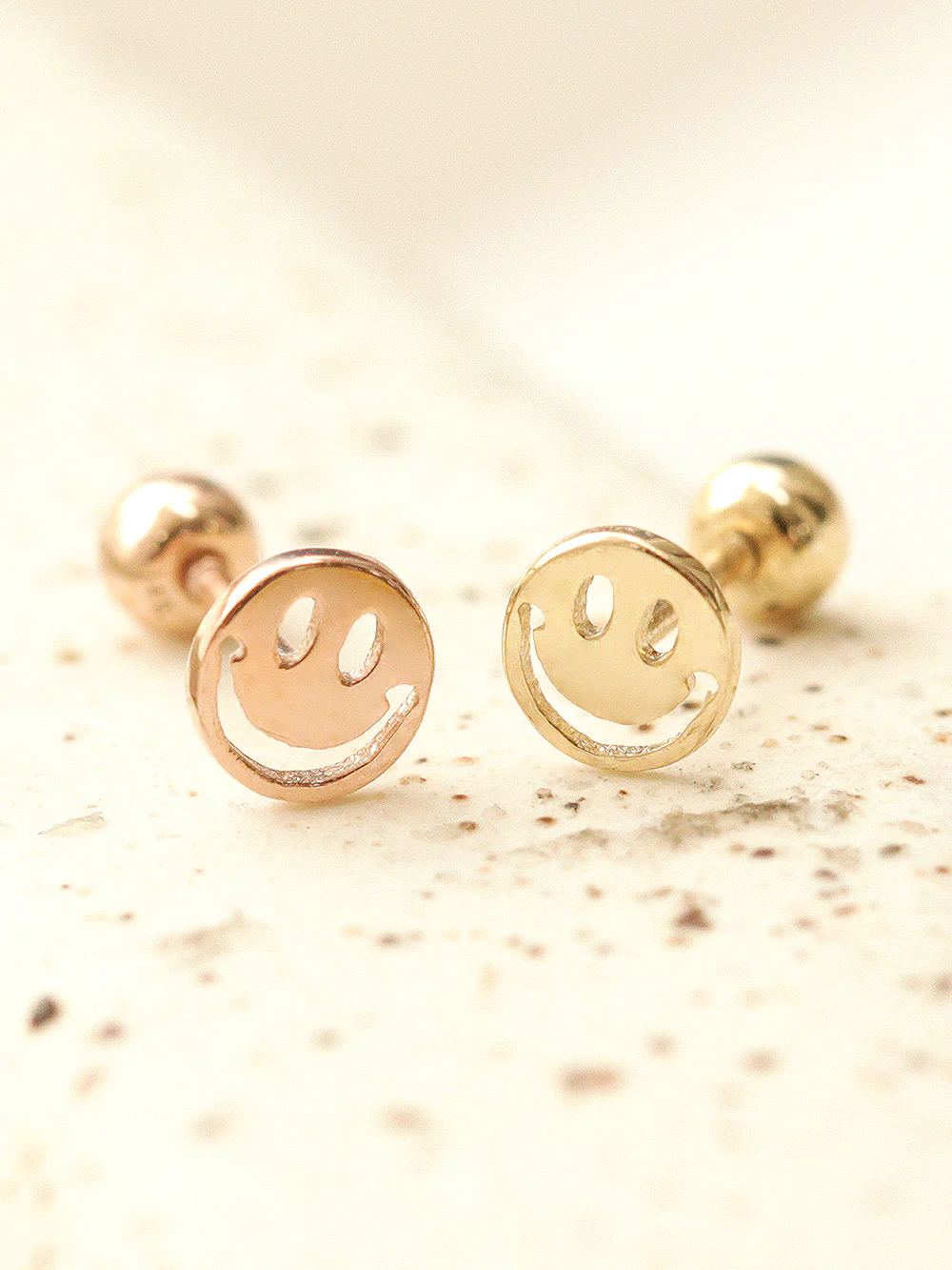 14K Gold Mini Smile Cartilage Earring 20G18G16G - Image 2
