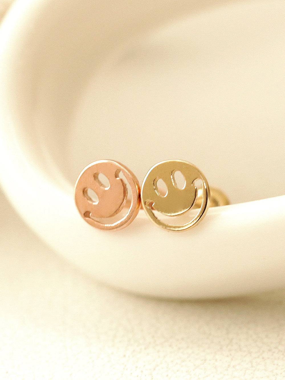 14K Gold Mini Smile Cartilage Earring 20G18G16G - Image 4